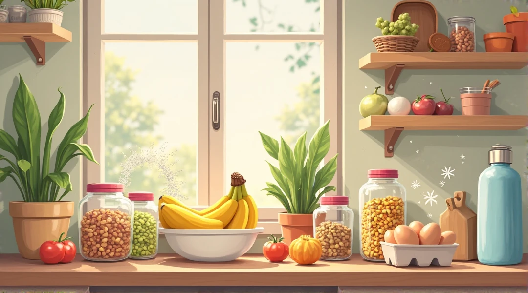 A cozy kitchen with healthy food